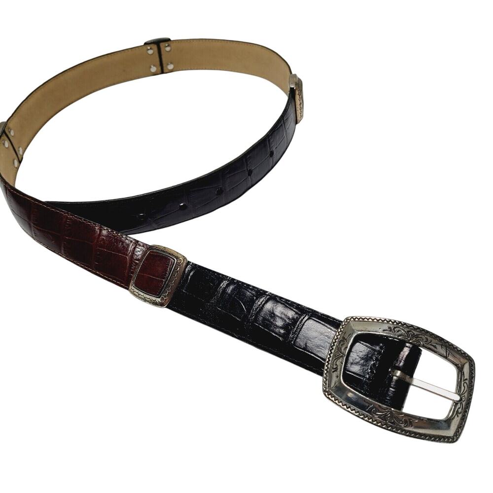 VTG Brighton Belt Women Size Large Brown Leather Silver Buckle & Accent